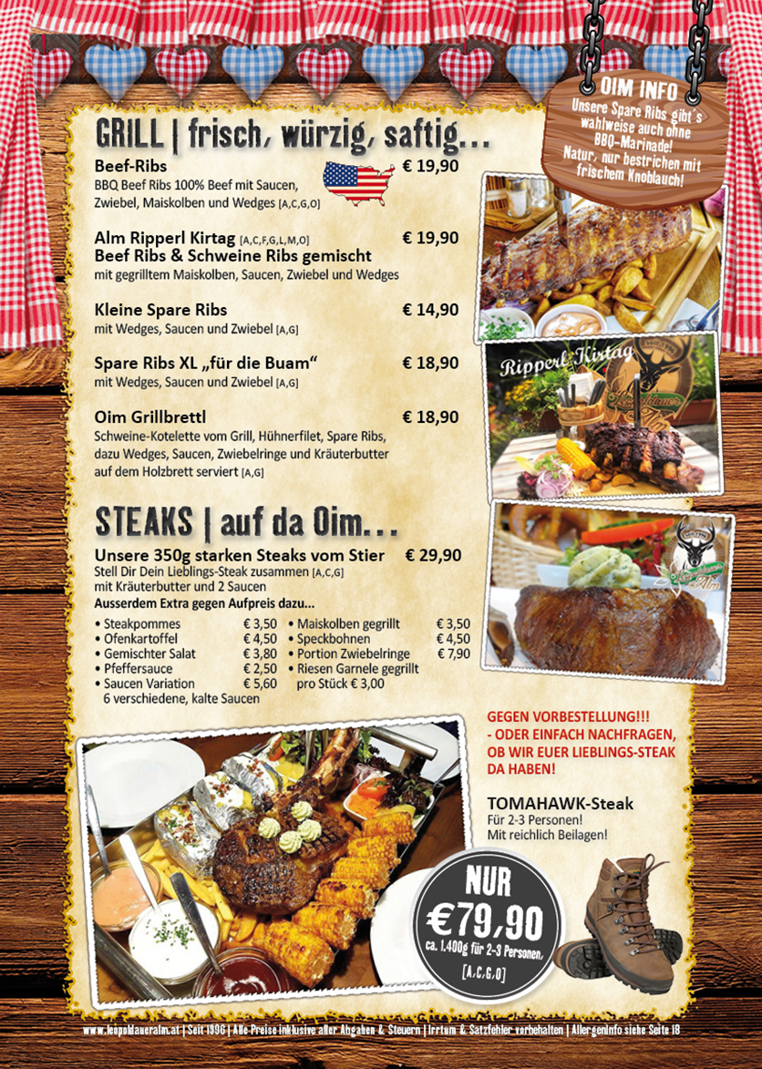 Die Speisekarte - XXL Restaurant Leopoldauer Alm